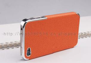 深圳批发苹果iphone5 4s手机壳 外壳 电镀框 荔枝纹贴皮外壳k494价格 厂家 图片